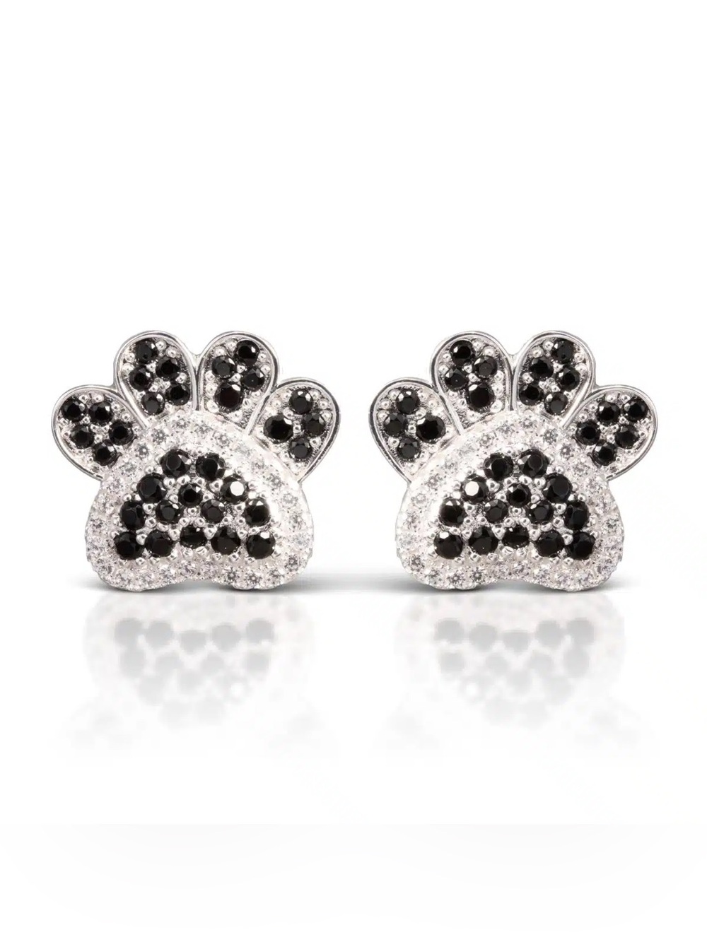 NWT - Amanda Blu Paw Print Earrings - Silver / Black
